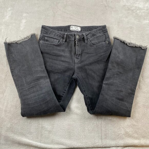 Free People Women's Jeans Size 27 Black Bootcut Frayed Hem Denim - Picture 4 of 10